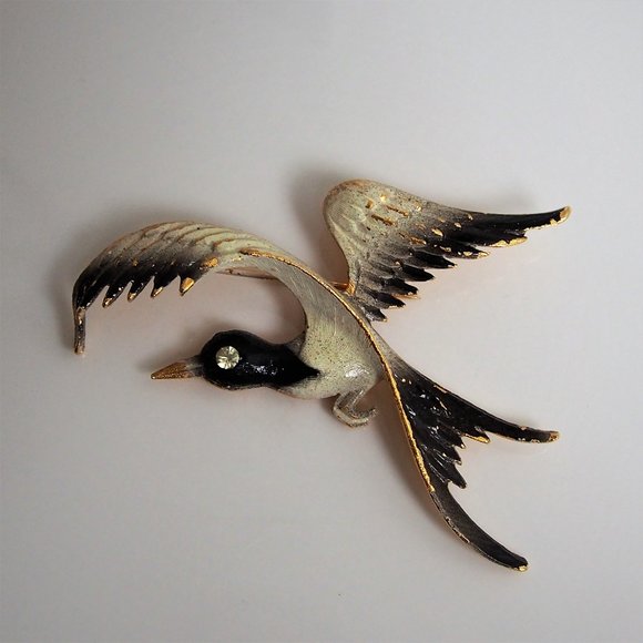 Mamselle Jewelry - MAMSELLE Flying Duck Enamel 1960s Brooch